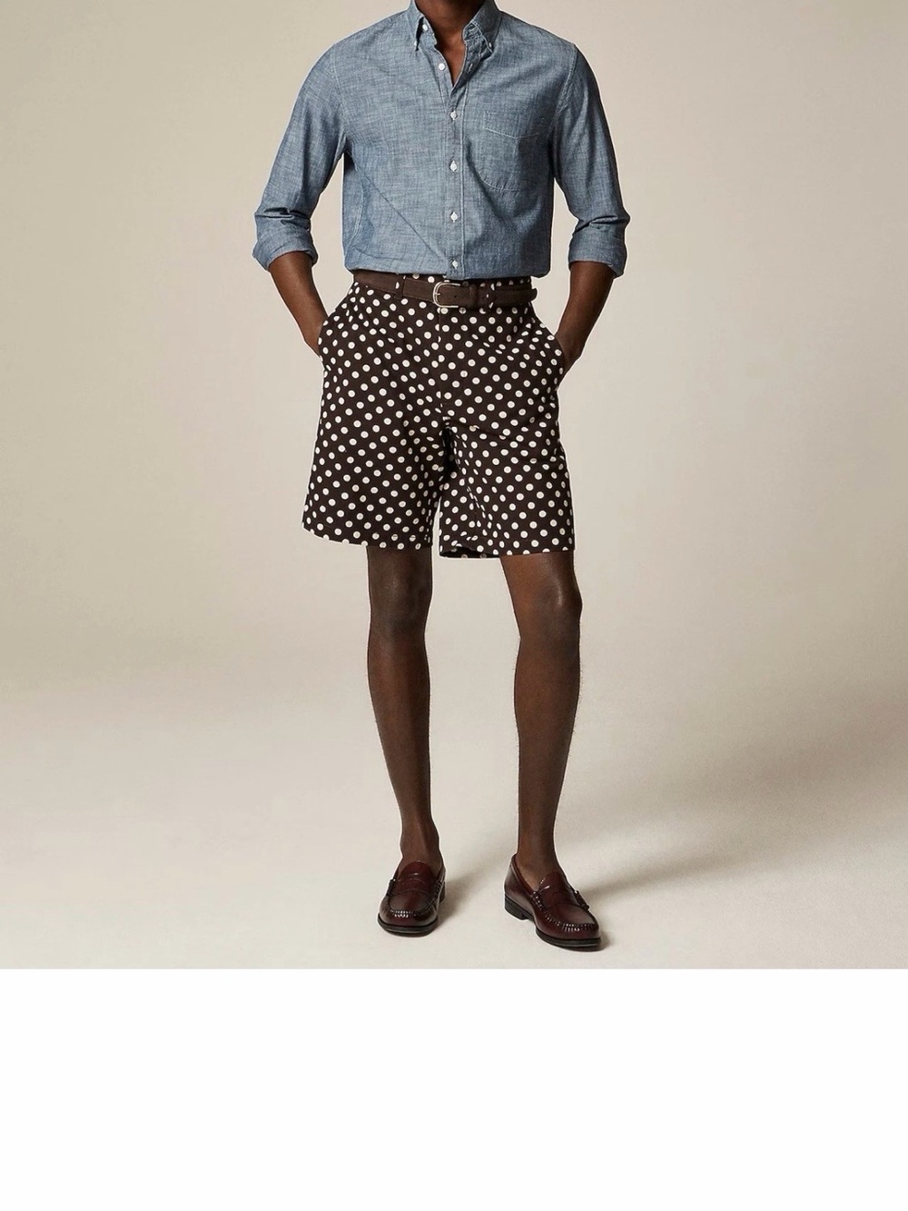 I. Crew Polka Dot Cotton Men's Shorts - Brown/White
